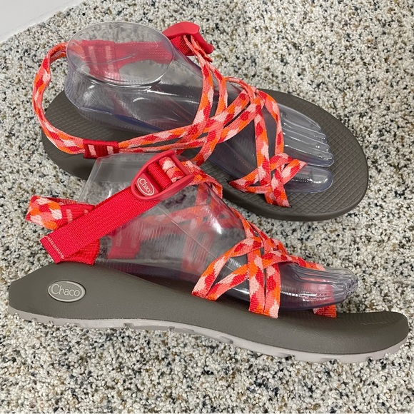 Chaco Red and Orange Sandals - Picture 1 of 9